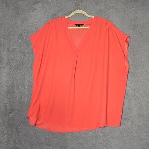Banana Republic Blouse Top Women’s XXL Tangerine V Neck Sleeveless Cap Sleeve